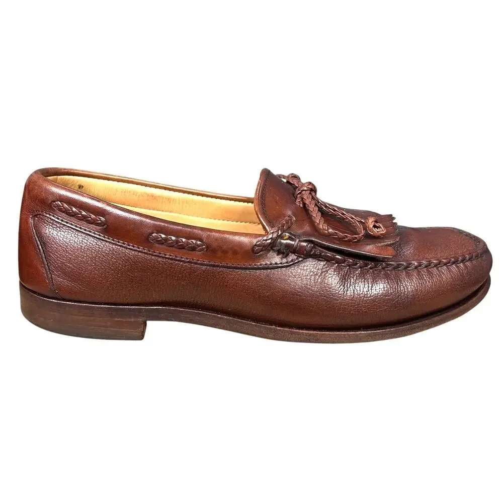 Vintage Allen Edmonds Nottingham Brown Kiltie Bow Loafers Size 8 D